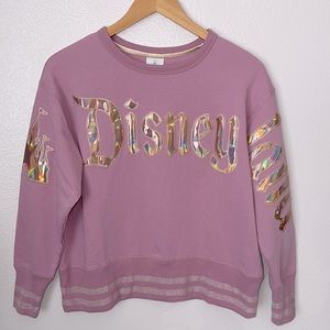 Disneyland Disney Parks castle spell out iridescent graphic sweatshirt S
